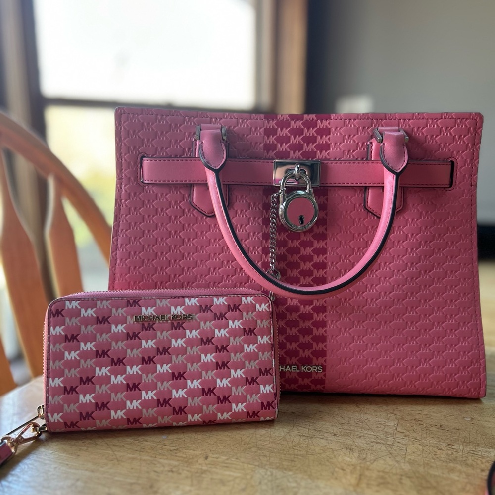 Michael Kors Pink Hamilton Purse & Wallet set